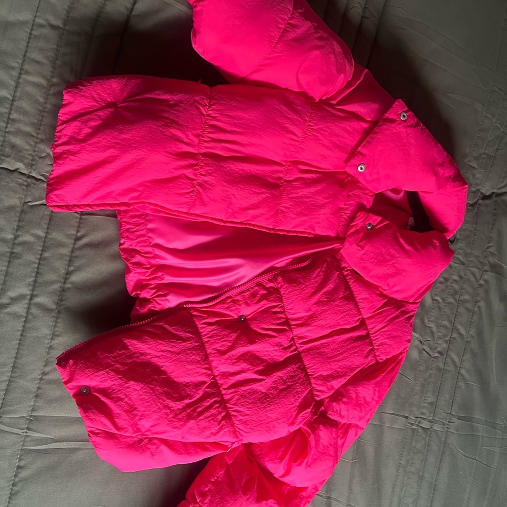 Hot pink cropped winter jacket